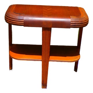 Vintage Art Deco Waterfall End Table Demilune Tripod Stand For Sale