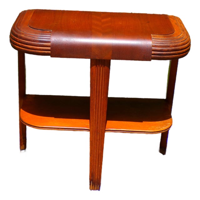 Vintage Art Deco Waterfall End Table Demilune Tripod Stand For Sale