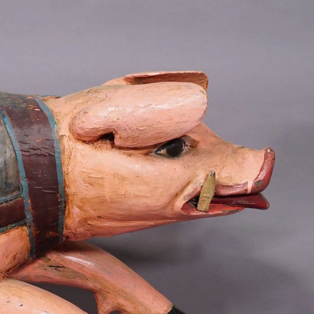 Antique Children Carousel Pig, Germany ca. 1920s A wooden carved children's carousel pig with polychrome painting, made in...