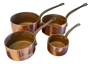 Antique 19th Century French Copper Pans, 1860, Set of 4