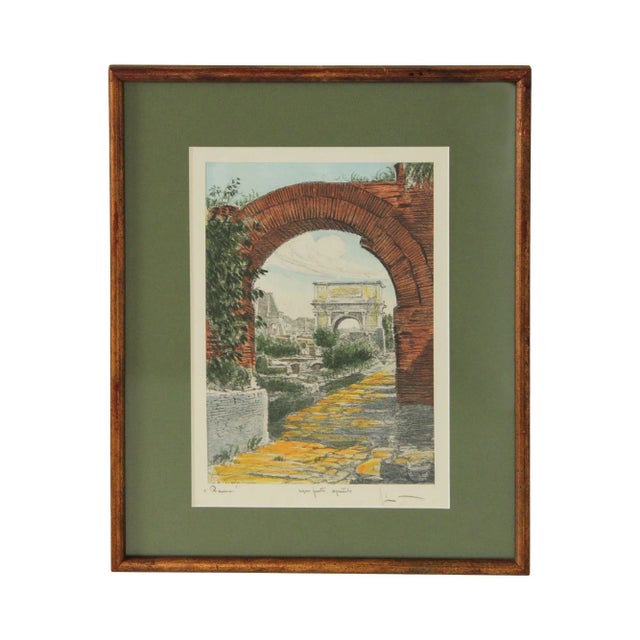 Mid 20th Century Italian Roman Ruins Colored Etching by Sziklay Bela For Sale - Image 13 of 13