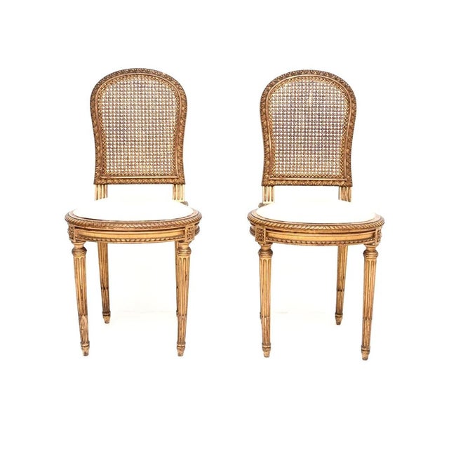 Antique French Gilt Wood Side Chairs, 1890, Set of 2 For Sale - Image 11 of 11