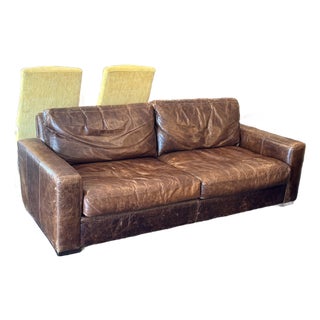 Restoration Hardware Maxwell Luxe Leather Sofa For Sale