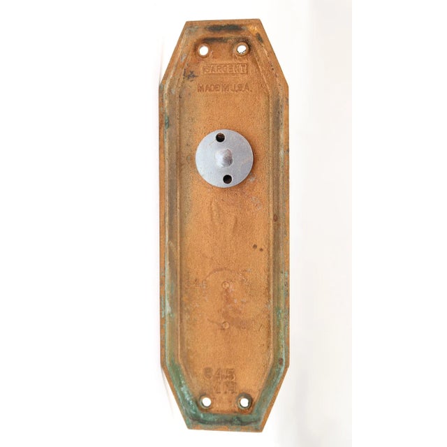 Mid 20th Century Vintage Round Glass Art Deco Brass Dummy Door Knob Set For Sale - Image 5 of 7