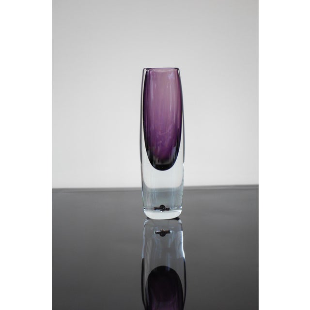 Mid-Century Art Vase in Purple Sommerso Glass by Gunnar Nylund for Strömbergshyttan, Sweden For Sale - Image 9 of 11