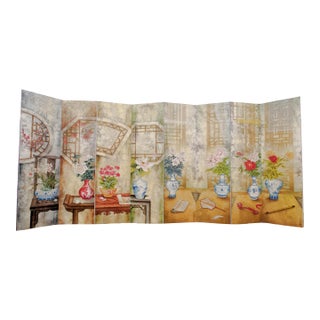 Modern Chinese Style 8-Panel Byobu Folding Divider Screen With Home Interior Design Late 20th Century in Excellent Condition For Sale