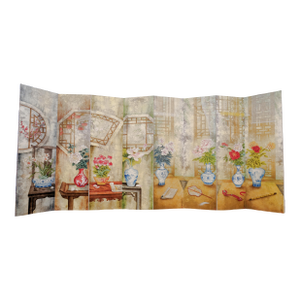 Modern Chinese Style 8-Panel Byobu Folding Divider Screen With Home Interior Design Late 20th Century in Excellent Condition