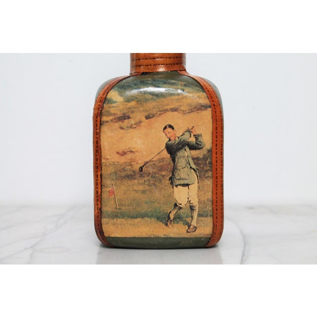 1960s Vintage 1960's Golf Themed Leather-Wrapped Italian Liquor Decanter For Sale - Image 5 of 15