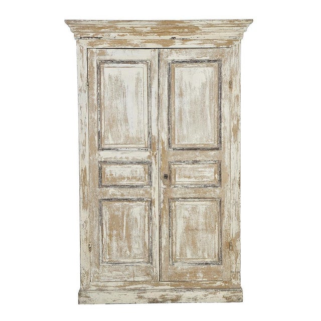 Wood Wooden Cabinet with White Patina For Sale - Image 7 of 7
