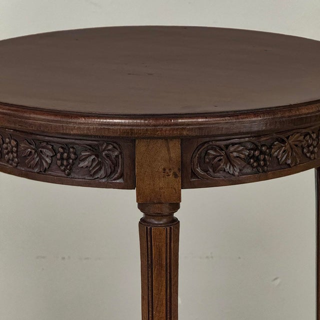 Antique French Louis XVI Style Hand Carved Walnut Guéridon ~ Side Table For Sale - Image 13 of 17
