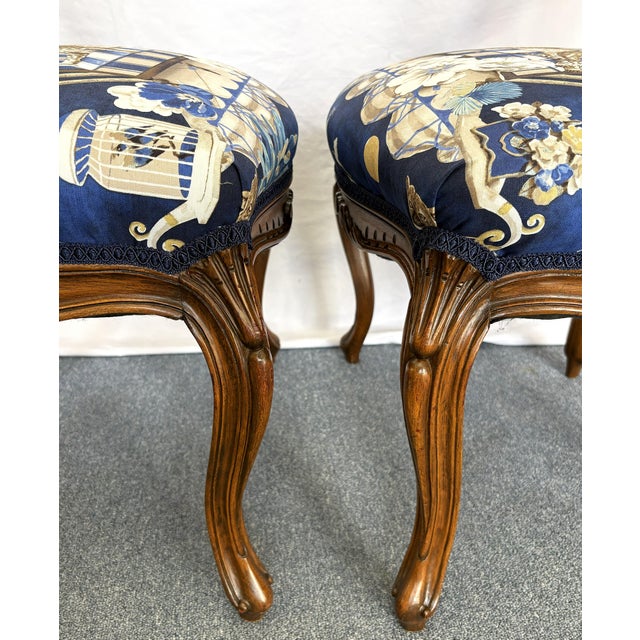 Vintage Pretzel Back Wood Chairs With New Statement Upholstery- A Pair For Sale - Image 12 of 18