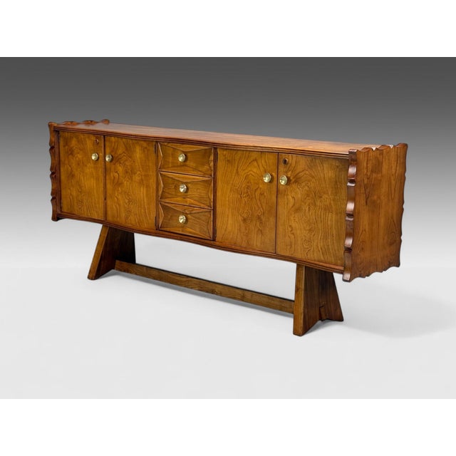 Paolo Buffa, Italian Modern, Cherrywood, Brass, Sideboard, Italy, 1950s For Sale - Image 4 of 16