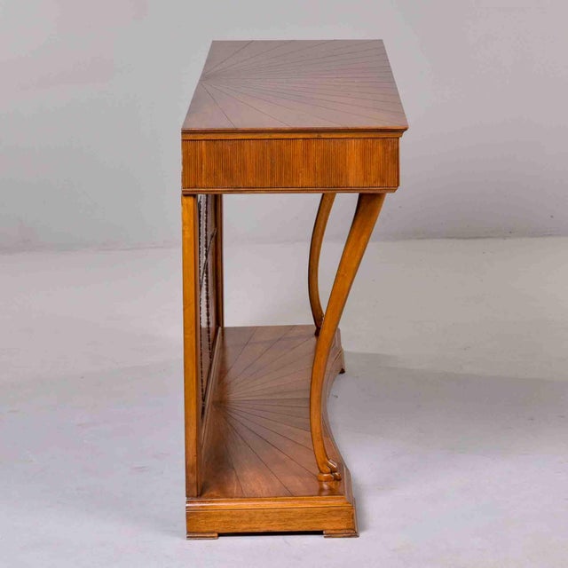 Italian Art Deco Three Drawer Walnut Console With Crotch Veneer For Sale - Image 9 of 12