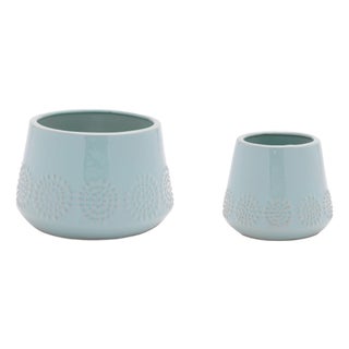 Ceramic Starburst Pattern Planter (Set of 2) For Sale