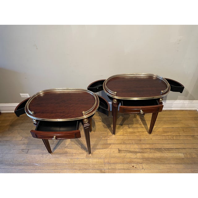 Late 20th Century Pair of Vintage Walnut Regency-Style Side Tables For Sale - Image 5 of 10