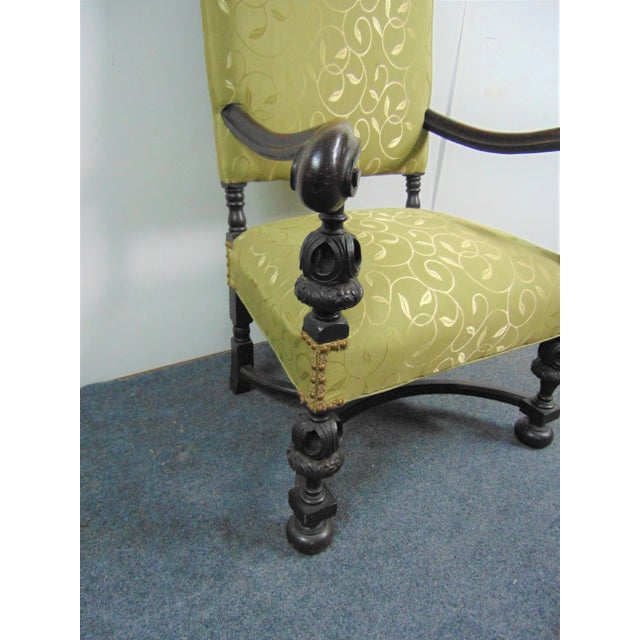 Victorian Carved Oak Throne Style Chair For Sale - Image 4 of 9