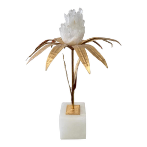 French Gilt Palm Tree With Rock Crystal and Marble Base - Medium