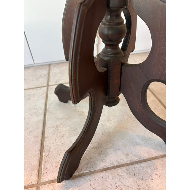 Vintage Petite Inlaid Wood Accent Table With Tripod Base Federal Style For Sale - Image 12 of 15