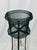 Charming mid 20th century plant stand in two parts: an expanded metal mesh jardinière basket with rolled rim and...