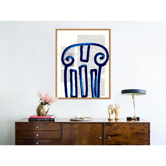 Contemporary Blue Column by Virginia Chamlee in Gold Frame, Medium Art Print For Sale - Image 3 of 4