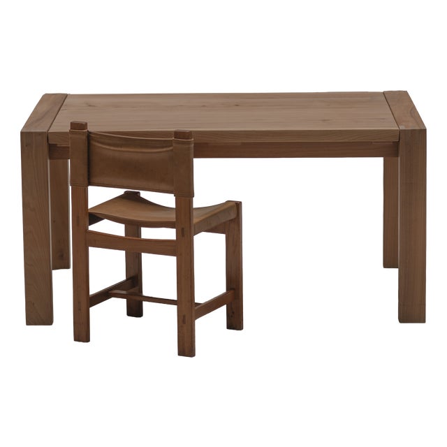French Elm Desk Set from Maison Regain, 1970s, Set of 2 For Sale