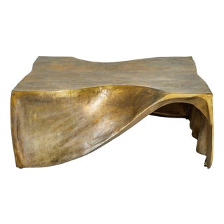 Indoor Outdoor Bronzed Draped Coffee Table For Sale