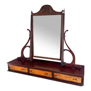 Large 1940s Victorian Dresser-Top Vanity Mirror Shaving Mirror With Drawers