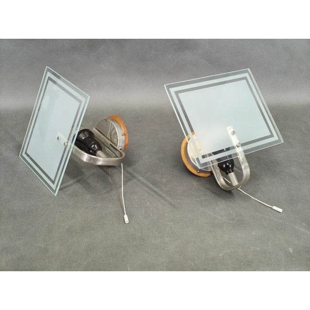 Art Deco Glass Wall Lights, Czechoslovakia, 1940s, Set of 2 For Sale - Image 4 of 11