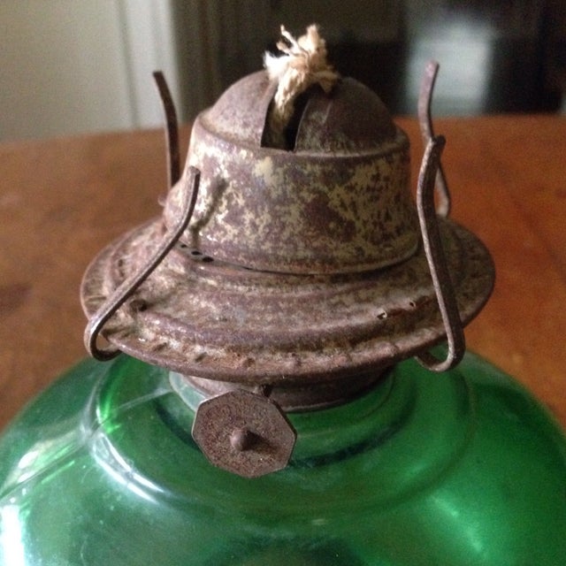 Vintage Green Glass Oil Lantern Chairish
