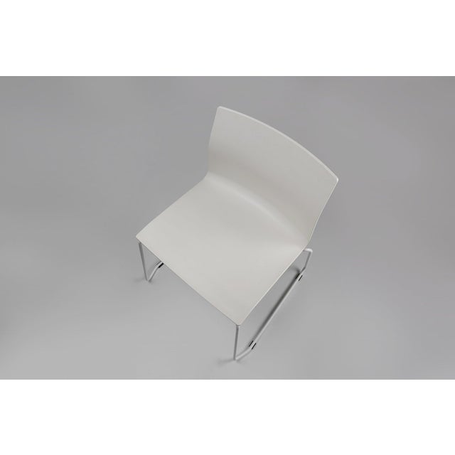 Mid-Century Modern White Chair with Metal Frame and Plastic Seat, Belgium, 2000s For Sale - Image 6 of 12