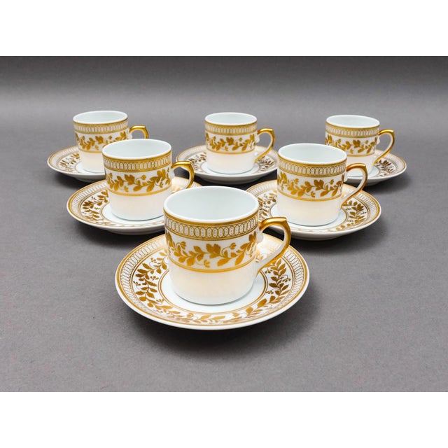 Mid-Century Modern Vista Alegre Portugal Anna White & Gold Porcelain Espresso Cup & Saucer Set- 12 Pieces For Sale - Image 3 of 12