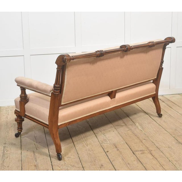 19th Century Walnut and Fabric Settee For Sale - Image 12 of 14