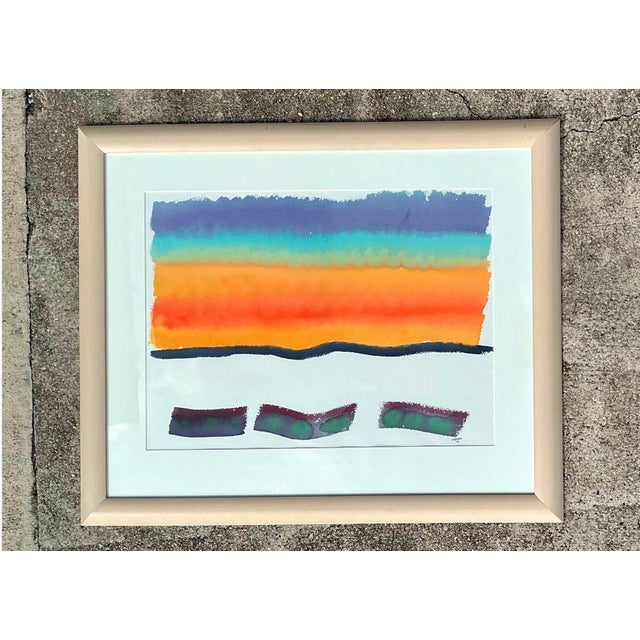 Framed Abstract Joe Orffeo Watercolor Painting For Sale - Image 12 of 12