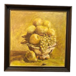 1950s Still Life Original Oil Painting Signed on the Bottom, Framed
