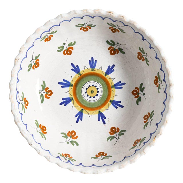 French Floral Serving Bowl, 1800s For Sale