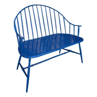 Royal Blue Enamel Aluminum Windsor Bench For Sale