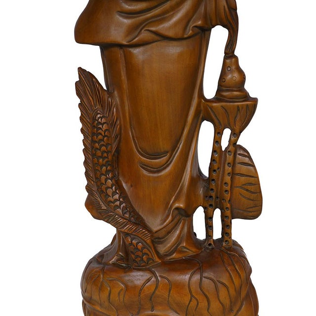 Chinese Carved Guan Yin Statuary, Boxwood, Antique, Circa 1900-1940 For Sale - Image 11 of 11