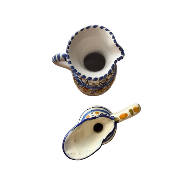 Saffron Late 20th Century Spanish Ceramic Ewers Hand-Painted Signed De La Cal Puente - a Pair For Sale - Image 8 of 11