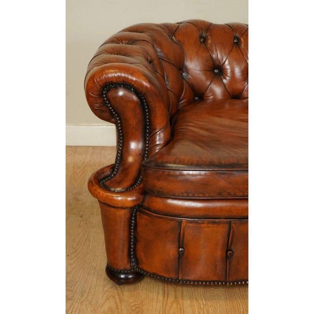 Whiskey Brown Hand-Dyed Leather Chesterfield Club Sofa For Sale - Image 4 of 13