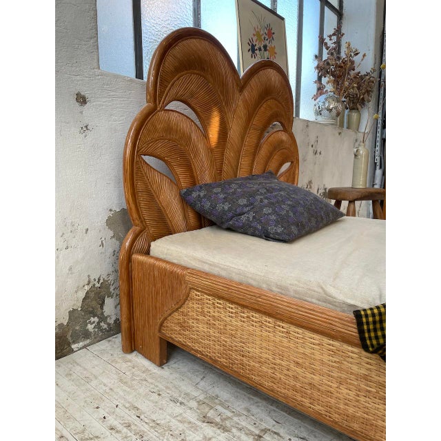 Wicker and Rattan Palm Tree Single Bed from Vivai del Sud, 1970s For Sale - Image 17 of 18