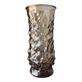 Midcentury Modern Eo Brody Co Smoky Brown Textured Glass Vase 8" For Sale
