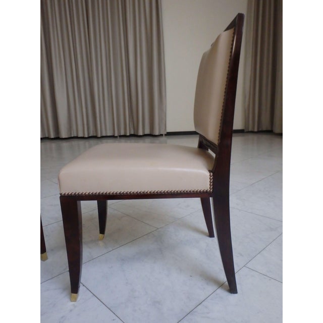 1980s Beige Leather Side Chairs with Brass from the Hotel Baur Au Lac Zurich, 1980, Set of 2 For Sale - Image 5 of 18