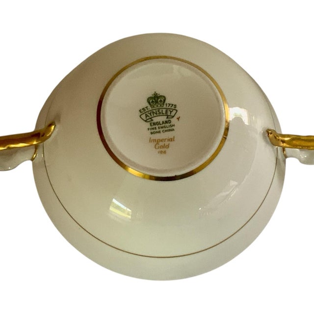 Aynsley Imperial Gold Fine Bone China Cream Soup Double Handle Bowl Made in Staffordshire, England 1970s-1980s....