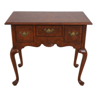 1990s Hekman George III English Style Walnut Dressing Table Lowboy For Sale