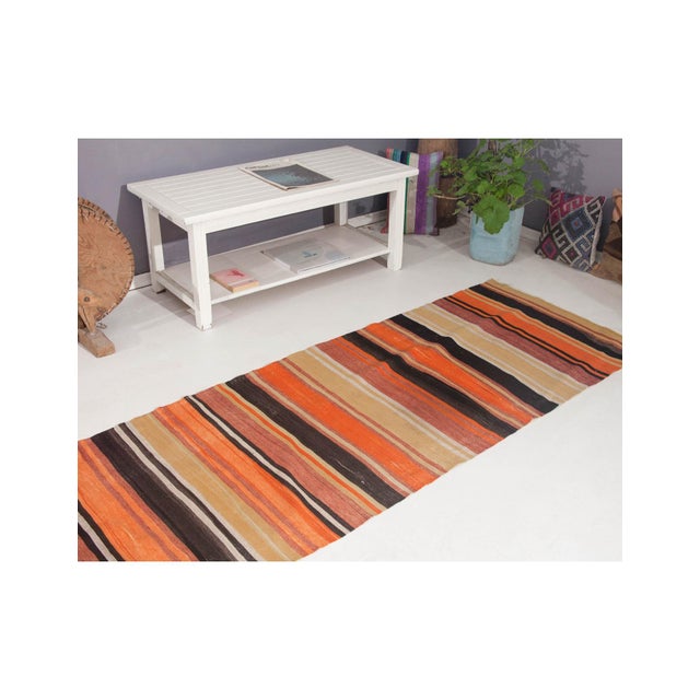 Vintage Orange Turkish Kilim Runner - 2`11" X 10`4" For Sale In Los Angeles - Image 6 of 6