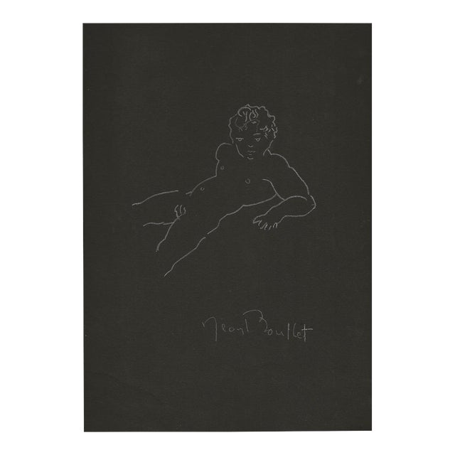 Jean Boullet, Man Lying Naked, Pencil, Mid-20th Century For Sale