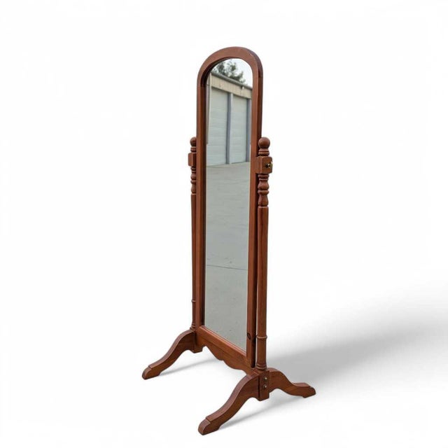 Wood Vintage Cheval Floor Mirror With Adjustable Wood Frame For Sale - Image 7 of 14