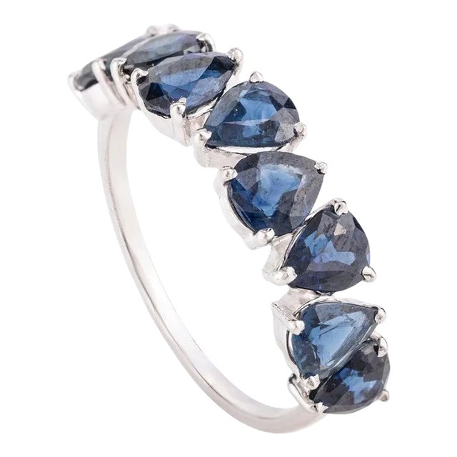 Modern Pear Cut Half Eternity Band Ring Size 7 For Sale