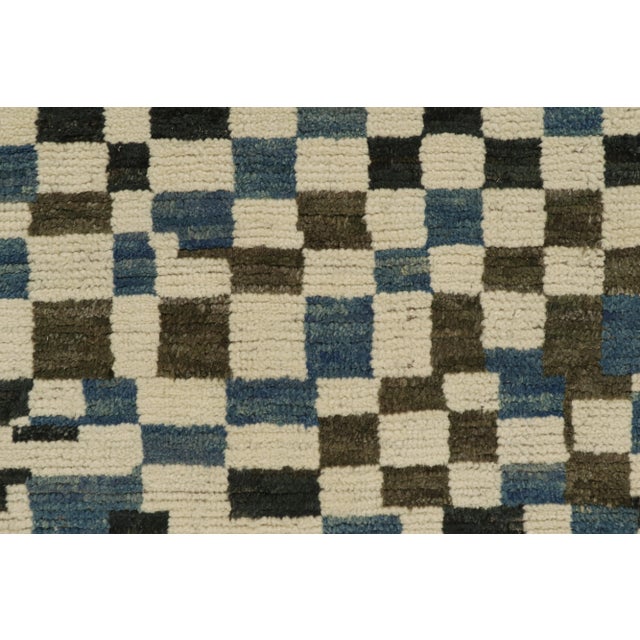 Tribal Rug & Kilim’s Moroccan Style Rug in White, Blue and Brown - 6'x9' For Sale - Image 3 of 7