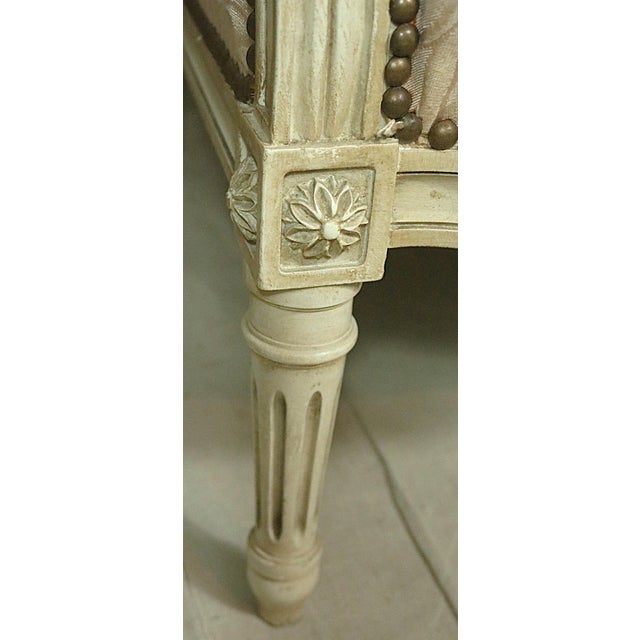 Antique White Louis XVI Style Bergeres, a Pair For Sale - Image 8 of 14
